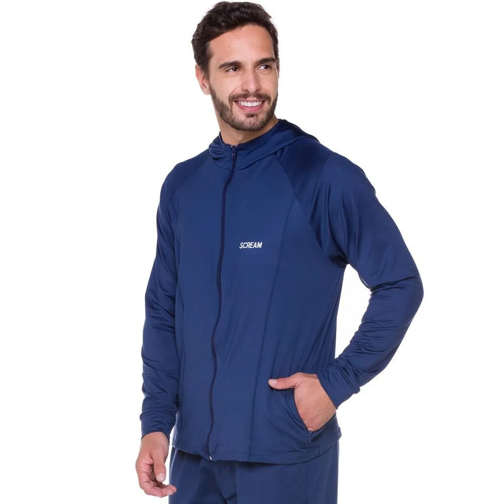 jaqueta poliéster azul moda fitness Havan