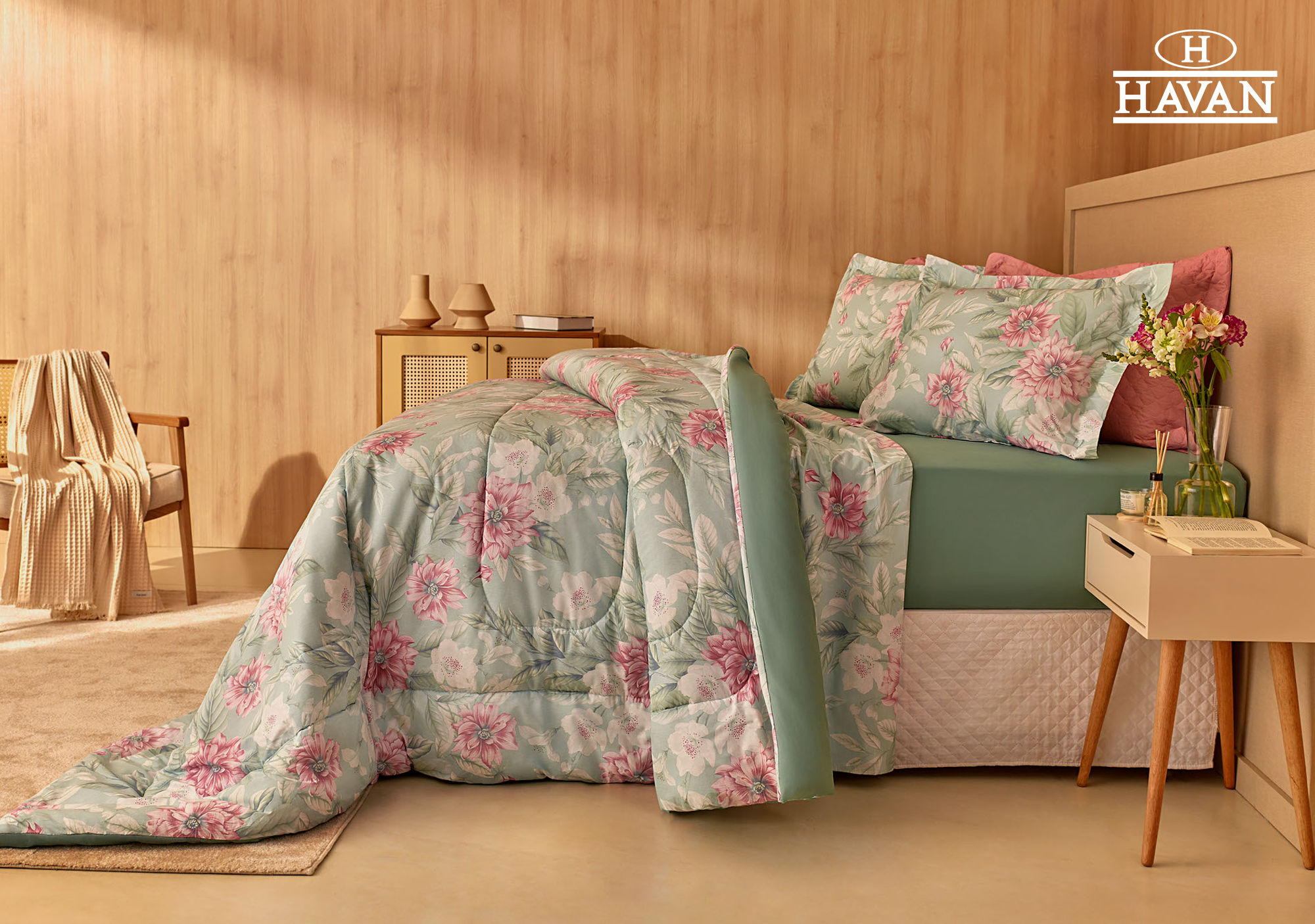 Jogo de Cama Floral Buona Fortuna Havan Casa