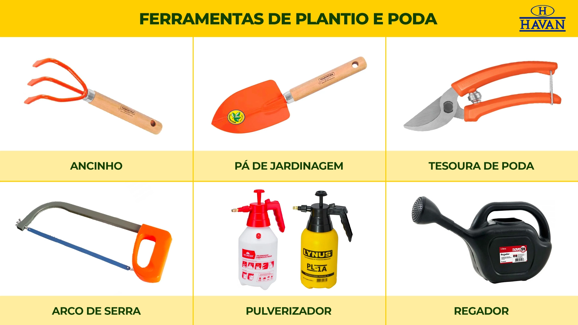 Ferramentas de jardinagem para cultivo e poda Havan